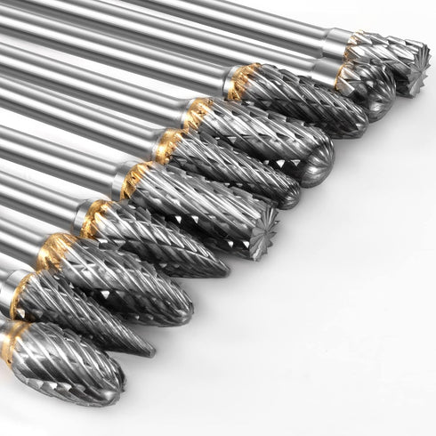 Carbide Burr Set Compatible with Dremel Rotary Tool 10Pcs Die Grinder Bits Rotary File Rasp with 1/8" Shank Tool Accessories for Attachments Cutti...