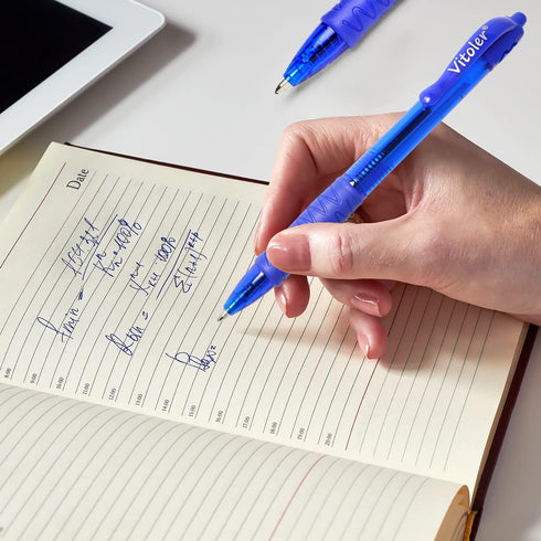 Vitoler Pens,8 Pack,1.0mm,Blue Pens Ballpoint,Pens for School,Retractable Ink Pens for Journaling Office School Supplies...