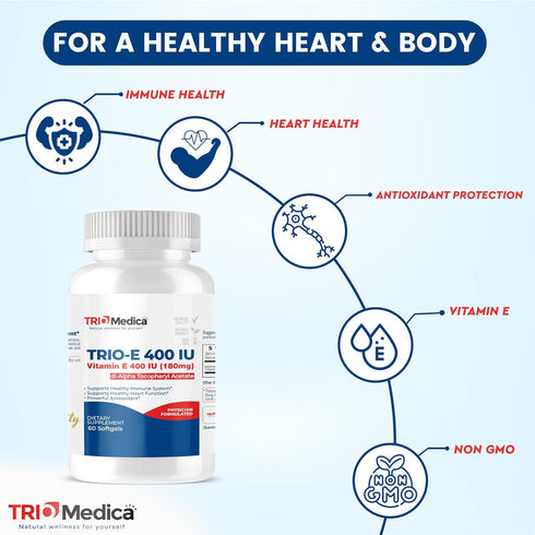 Trio-E 400 IU Vitamin E (400 IU) dl-Alpha, Dietary Supplement for Antioxidant Health & Immune System, 60 Softgels...