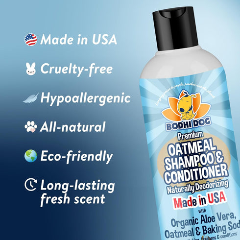 Bodhi Dog Oatmeal Shampoo & Conditioner | Naturally Deodorize Dogs, Cats & Pets with Organic Ingredients | Soothes and Moisturizes Dry, Itchy Skin...