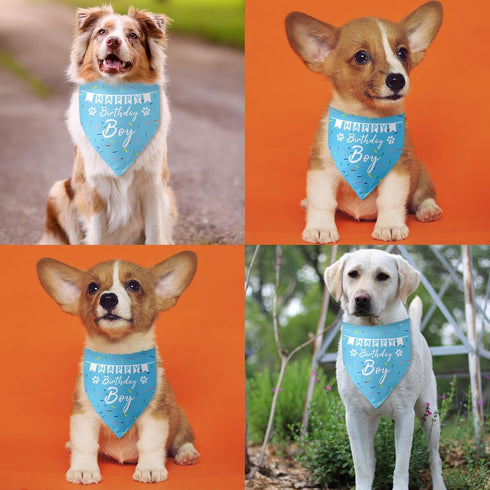 Dog Birthday Bandanas Boy Dog Birthday Outfit Decorations Scarf Gifts for Birthday Boy Dog Puppy Pet Happy Birthday Blue Dog Bandana Dog First Bir...