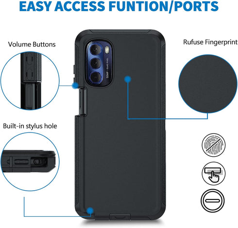 Anloes Case for Motorola Moto G stylus 5G 2022, Defender Phone Case Heavy Duty Shockproof Dustproof Rugged Protective, 3 in 1 Bumper Cover Black(w...