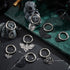 16 Pcs 8 Styles Alloy Butterfly Shoe Charms, Antique Silver Electrophoresis Black Moth Shoe Decoration Moon Skull Shoe Charm with Spring Ring for ...