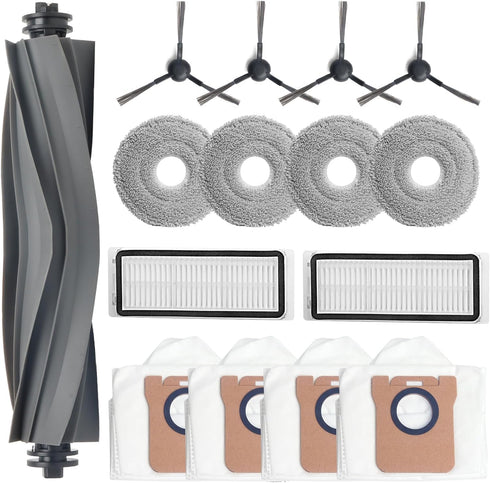 Replacement Parts for Dreame L20 Ultra / L30 Ultra Robot Vacuum Cleaner, 1 Main Brush, 4 Dust Bags, 4 Mop Pads, 2 HEPA Filters, 4 Side Brushes...