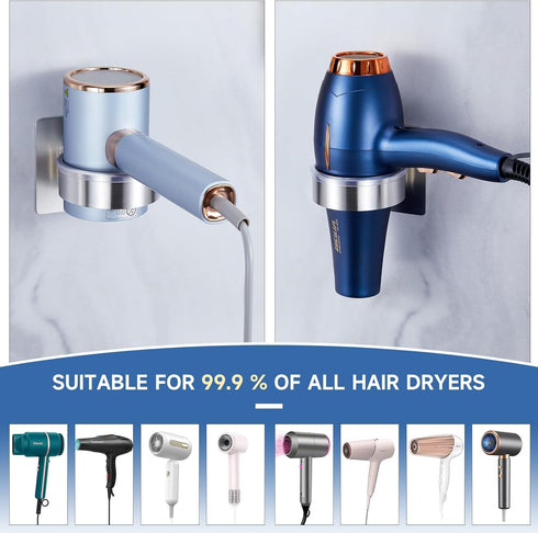 Hair Dryer Holder Wall Mounted, Blow Dryer Holder, Stainless Steel Hair Tool Organizer, Adhesive Hairdryer Holder for Bathroom Barber Shops, Hair ...