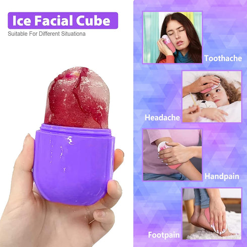 Ice Roller For Face Silicone Ice Face Roller Skin Care Facial Ice Roller Icing Tool Ice Holder For Face Icing Ice Mold For Face Icing Face Ice Pod...