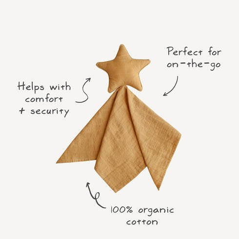 mushie Star Security Blanket | Baby Lovey | 100% Organic Muslin Cotton (Fog)...