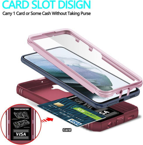Samsung Galaxy A04S Case, Galaxy A13 5G Case with 3 Pcs Tempered Glass Screen Protector Built in Ring Stand Kickstand + Camera Cover, Hard PC Soft...