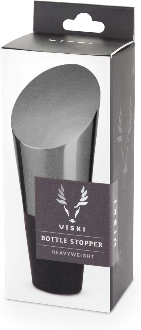 Viski Heavyweight Bottle Stopper, Wine Bottle Stopper, Wine Preserver for Red and White Wines, Gunmetal with Silicone Seal, Set of 1...
