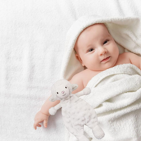 Baby White Lamb Soft Stuffed Animal Security Blanket, Plush Sheep Character Lovey Blanket, Baby Shower/Nursery Gift, Cuddly Newborn, Infant, Toddl...