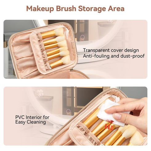 Makeup Bag, Large Capacity Make Up Bag for Cosmetics Vertical Storage,Toiletry Bag for Skincare Makeup Organizer Bag for Travel,With Makeup Brushe...