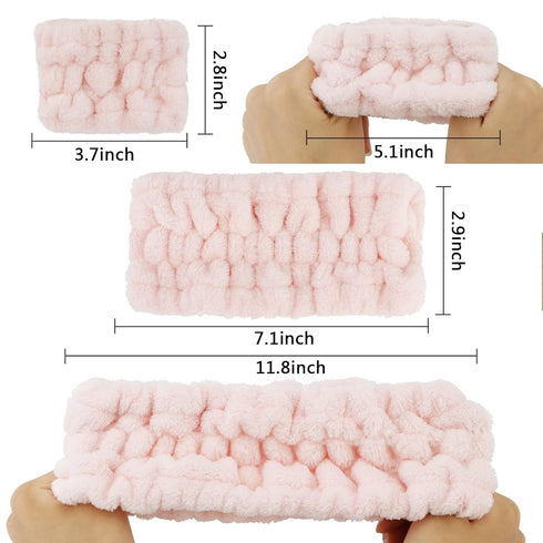 WHAVEL 9 PCS Face Wash Headband and Wristband Set, Makeup Spa Headband and Wristband Skin Care Headbands Arm Wrist Bands for Washing Face (Khaki, ...