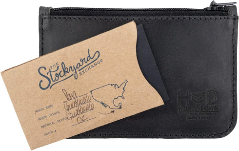 Hide & Drink, Zippered Wallet, Card Case, Folded Bills Storage, Coin Organizer, Travel Accessories, Full Grain Leather, Handmade, Charcoal Black...
