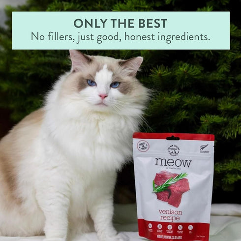 Meow Air Dried Cat Food - Venison Recipe, High Protein Dry Cat Food, Use as a Complete Diet, Topper, Mixer, or as Cat Training Treats, All Life St...