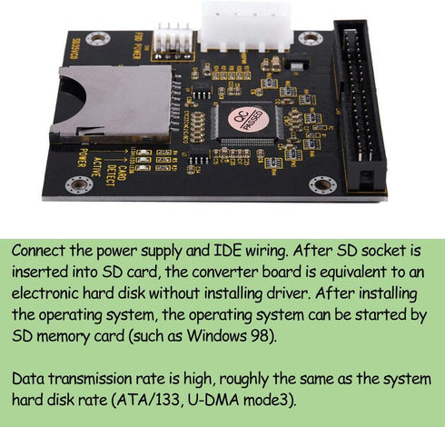 1Pcs SD SDHC Card to IDE 3.5" 40Pin Male Adapter Male IDE Hard Disk Drive Adapter...