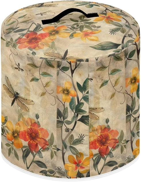 Dragonfly Yellow Flower Air Fryer Cover Dust Cover Compatible with Instant Pot Dust Protection Kitchen Appliance Cover Pockets Halloween Gifts for...