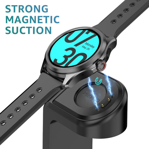 Replacement Connection Charging Dock Compatible with Ticwatch Atlas/Pro 5 Enduro/Pro 5/3 Charger Stand Station Case Friendly with 5 Feet Cable Bla...