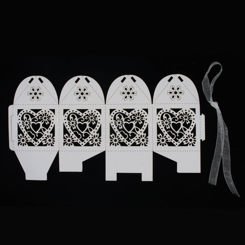 KPOSIYA 70 Pack Love Heart Laser Cut Wedding Party Favor Box Candy Bag Chocolate Gift Boxes Bridal Birthday Shower Bomboniere with Ribbons...