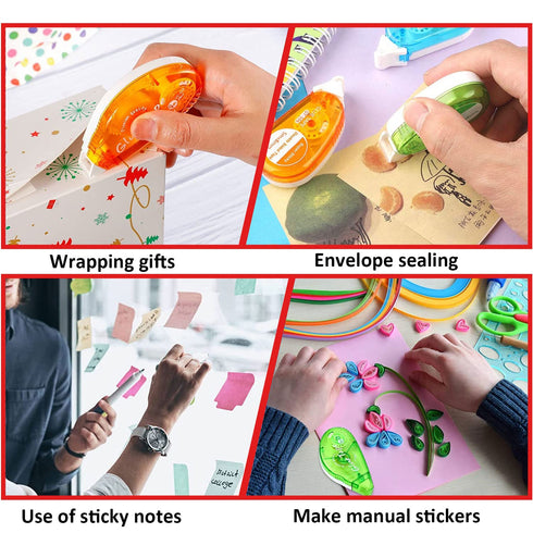 4Pcs Glue Tape Rollers for Scrapbooking, Double Sided Tape Roller 0.3-inch by 315-Inch Tape Runner Permanent Adhesive Tape Rollers for Crafting Al...