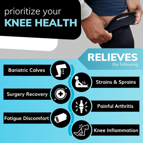 BraceAbility Plus Size Neoprene Compression Knee Sleeve - XXXL Support Brace for Bariatric Men and Women with Arthritis Joint Pain or Kneecap Inst...