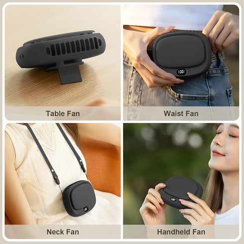 Portable Neck Fan, Handheld Mini Fan, Personal Fan USB Rechargeable, 5 Speed Adjustable, Hands Free Wearable Fan for Kids Woman Man Home Outdoor T...