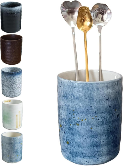 Stoneware Coffee Spoon Holder for Coffee Bar, Tea Spoon Holder Jar Teaspoon Holder Coffee Stirrers Holder Upright Coffee Spoon Holder Cup, Coffee ...
