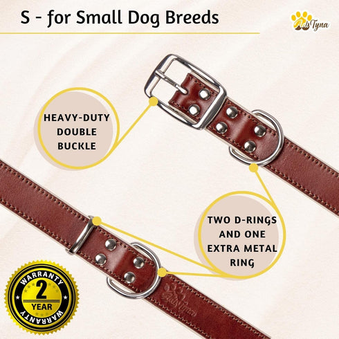 ADITYNA - Heavy-Duty Premium Leather Dog Collar for Small Dogs - Padded with Soft Genuine Leather for a Cozy Feel...