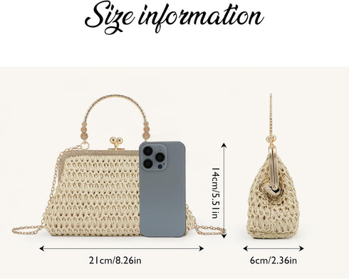 Lanpet Straw Clutch Purses for Women, Summer Evening Handbags, Woven Beach Shoulder Handbags for Party, Prom, Wedding...