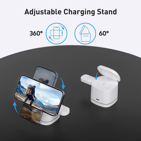 3 in 1 Wireless Charger for iPhone, Travel Wrieless Charging Station, Foldable Cube Charger Stand for Multple Devices for iPhone 15/14/13/12 Serie...