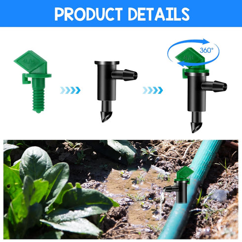 Drip Emitters, 60 Pcs Irrigation Drippers Garden Flag Drip System Parts, 3 Sizes, 1 GPH, 2 GPH, 4 GPH for Home Garden Trees and Shrubs Watering, 3...