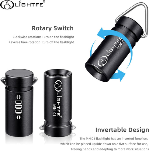 LIGHTFE MINI01 keychain flashlight mini keychain light is light, small, and bright (Mini01 black)...