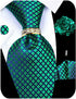 5PCS Tie and Pocket Square for Men, Silk Necktie and Handkerchief Cufflinks with Gold Ring and Lapel Pin Set...