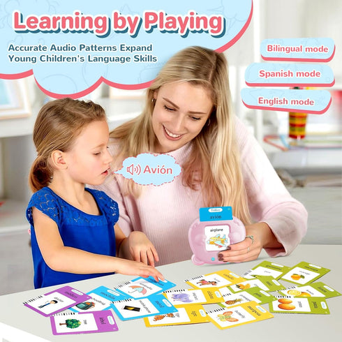 Spanish & English Talking Flash Cards for Toddler 2-6 Year Olds, Learning Montessori Toys with 224 Sight Words, Speech Therapy Toys, Children's Se...