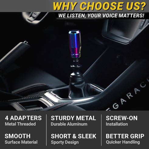 Neo Chrome Manual Gear Shift Knob | Automatic Buttonless Shifter Knobs | Gear Stick Shift Knobs | Gear Shifter Knob Manual 6 Speed 5 Speed Car...