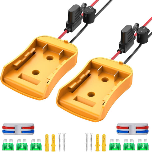 2 Packs Power Wheels Adapter for Dewalt 20V Battery, Power Wheels Battery Converter Kit with Fuse & Switch & Wire Terminals & 12 AWG Wire for DIY ...