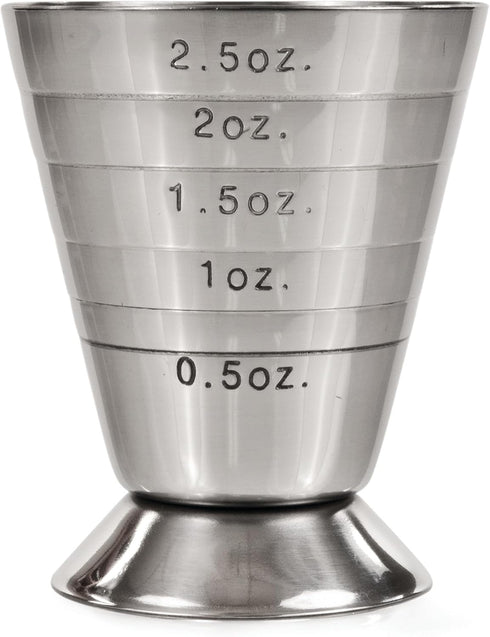 True Trio Multi-Unit Drink Measure, Shot Measuring Cup with Oz, Ml, and Tbsp Markings, Stainless Steel 2.5oz Set of 1...