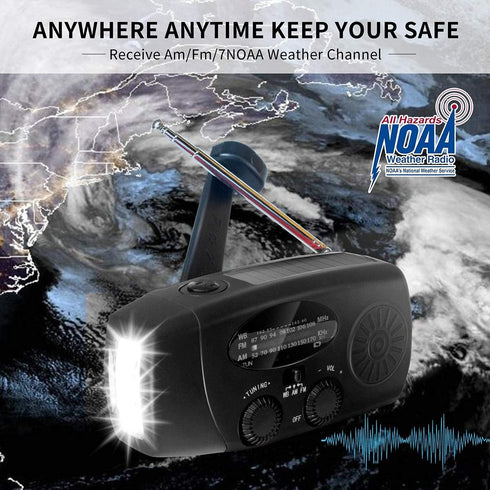 Upgraded Emergency Solar Hand Crank Radio with LED Flashlight, Portable Am Fm NOAA Weather Radio, 2000mAh Solar Power Bank Cell Phone Charger for ...