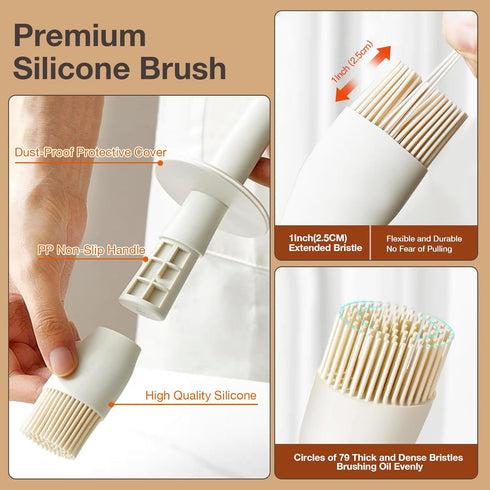 Oil Dispenser Bottle with Heat Resistant Brush, Glass Oil Dispenser for Kitchen, Oil Container with Silicone Basting & Pastry Brush for Cooking BB...
