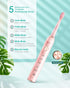 Electric Toothbrush for Adults, 5 Modes, 38,000 VPM Rechargeable, Dupont Brush Heads, Travel-Friendly, 1 Handle, Pink...