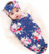 Galabloomer Receiving Blanket Headband Set Flower Print Baby Swaddle Receiving Blankets...