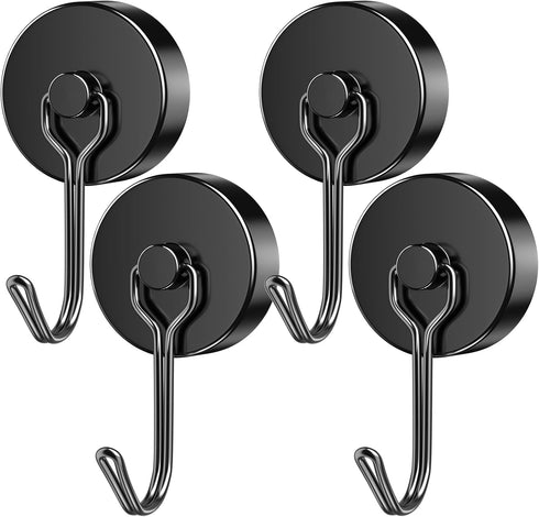 4 Pack Magnetic Hooks Heavy Duty 110Lbs Neodymium Magnet Hooks, Magnets with Hooks, Strong Swivel Magnetic Hooks for Hanging, Grill Utensils Tools...