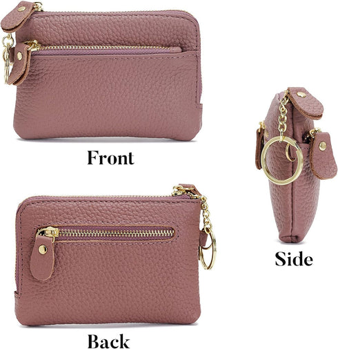 Women Leather Coin Purse,Large Opening For Easy Access,With Wrist Strap(Purple)...