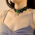 Gothic Black Lace Gemstone Choker Necklace Retro Crystal Pendant Velvet Collar Neck Chain Halloween Cosplay Punk Party Costume Jewelry for Women G...