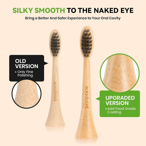 Bamboo Electric Toothbrush Replacement Heads Compatible with Philips Sonicare, Soft Charcoal Infused Bristles...