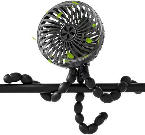 RUN HELIX Stroller Fan Portable Fan with Flexible Tripod Battery Operated Handheld Fan Mini Personal Fan with 3 Speeds USB Rechargeable Baby Fan f...