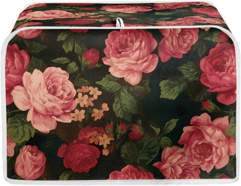 Flower Peony Toaster Cover 4 Slide Wide Slot Small Appliance Decoration Accessories, Dustproof Bakeware Cover Toaster Machine Cover, Red...