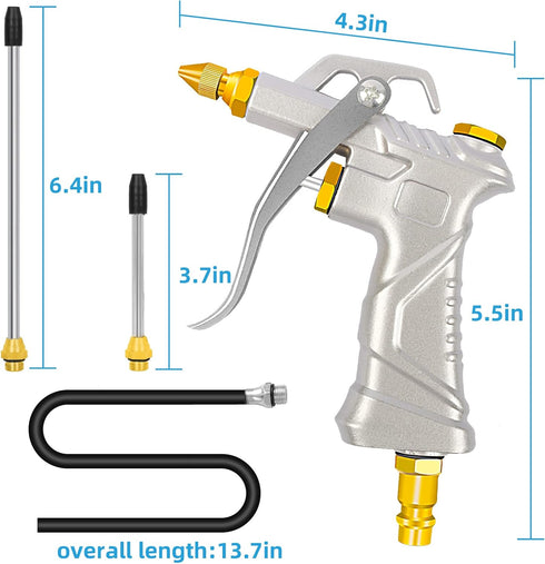 Air Gun for Compressor, Air Blow Gun with Brass Adjustable Air Nozzle, Air Tools, Air Compressor Accessories with Air Nozzle Hose, Industrial Pneu...