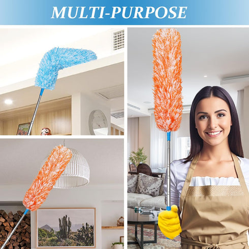 4 Upgraded 55-inch Long Microfiber Dusters with Telescopic Handle More Durable Fibers, Feather Dusters Perfect for household cleaning, office clea...