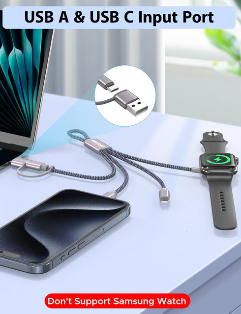 ?????????? ??.???????? 3 in 2 USB C Cable for Apple Watch Charger iPhone Charger USB A/C Multi Fast Charging Cable Compatible with iWatch Ultra/SE...
