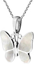 AeraVida Tropical Soul Butterfly Inlaid White Mother of Pearl .925 Sterling Silver Pendant Necklace | Butterfly Necklace | Mother of Pearl Butterf...